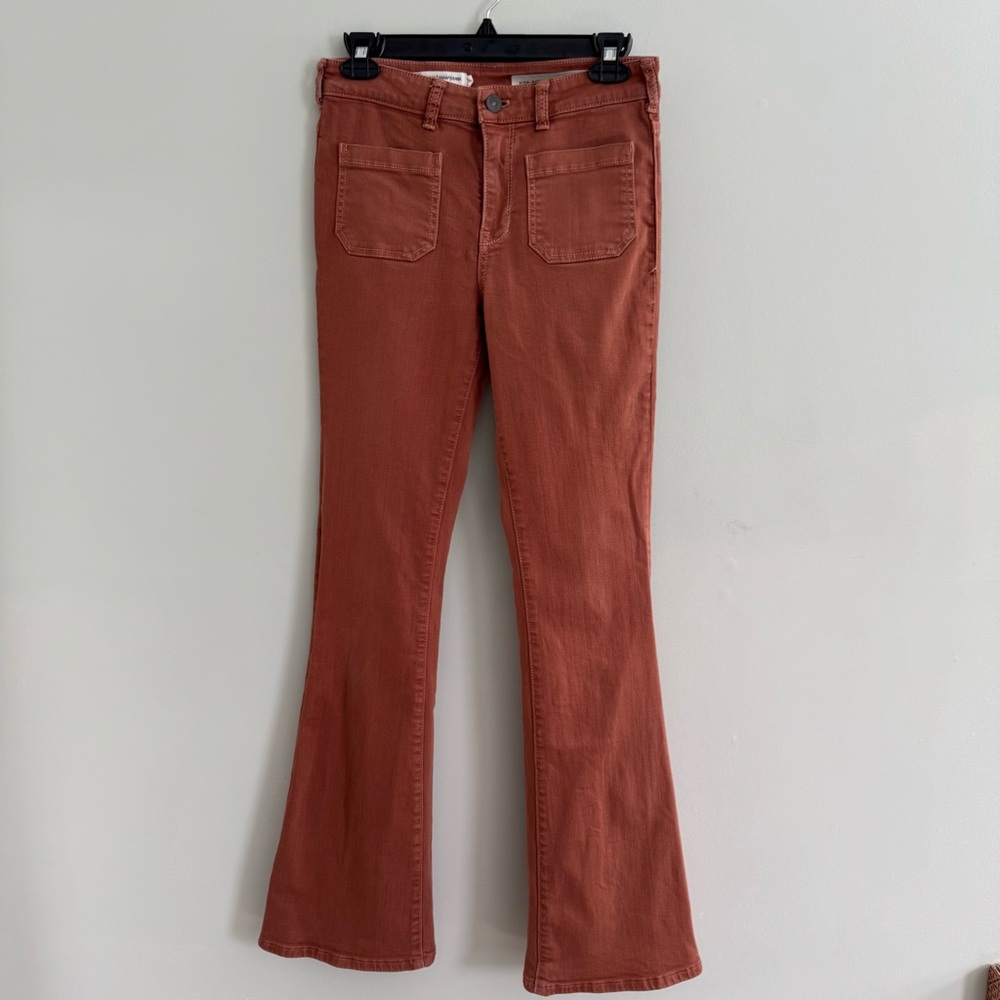 Anthropologie Pilcro High Rise Skinny Boot Cut Size 26 Color Rust